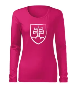 DRAGOWA Slim dámske tričko s dlhým rukávom slovenský znak, ružová 160g/m2 #7486392