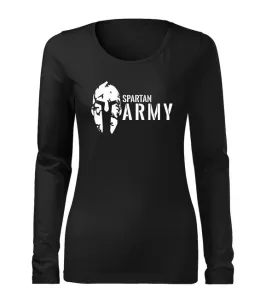 DRAGOWA Slim dámske tričko s dlhým rukávom spartan army, čierna 160g/m2 #7486394