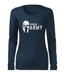 DRAGOWA Slim dámske tričko s dlhým rukávom spartan army, tmavo modrá 160g/m2 #7486396