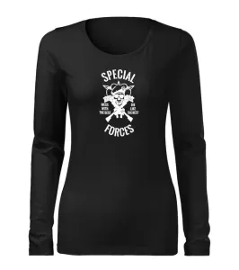 DRAGOWA Slim dámske tričko s dlhým rukávom special forces, čierna 160g/m2 #7486397