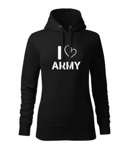 DRAGOWA dámska mikina s kapucňou i love army, čierna 320g/m2 #7485502