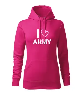 DRAGOWA dámska mikina s kapucňou i love army, ružová 320g/m2 #7485503