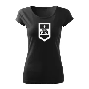DRAGOWA dámske krátke tričko army girl, čierna 150g/m2 #7485578