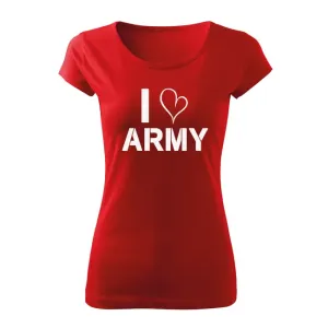 DRAGOWA dámske krátke tričko i love army, červená 150g/m2 #7485583