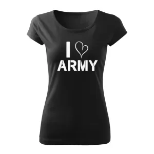 DRAGOWA dámske krátke tričko i love army, čierna 150g/m2 #7485584