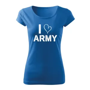DRAGOWA dámske krátke tričko i love army, modrá 150g/m2 #7485585
