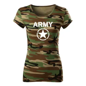 DRAGOWA dámske tričko army star, maskáčová 150g/m2 #7485631