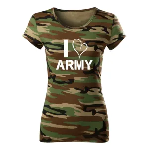 DRAGOWA dámske tričko i love army, maskáčová 150g/m2 #7485640
