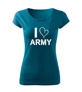 DRAGOWA dámske tričko i love army, petrol blue 150g/m2 #7485641