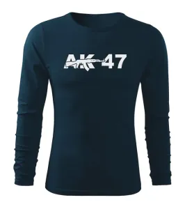 DRAGOWA Fit-T tričko s dlhým rukávom AK-47, tmavomodrá 160g/m2