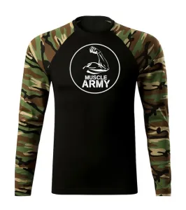 DRAGOWA Fit-T tričko s dlhým rukávom muscle army biceps, woodland 160g/m2 #7485887