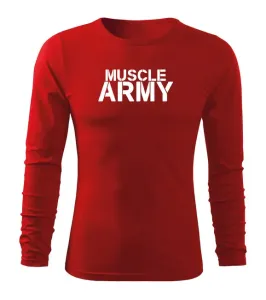 DRAGOWA Fit-T tričko s dlhým rukávom muscle army, červená 160g/m2