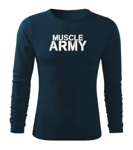 DRAGOWA Fit-T tričko s dlhým rukávom muscle army, tmavomodrá 160g/m2 #7485916