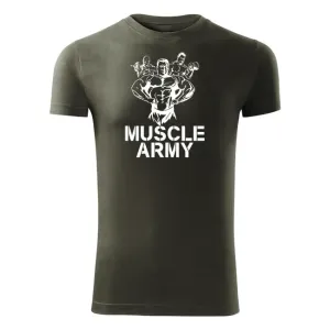 DRAGOWA fitness tričko muscle army team, olivová 180g/m2
