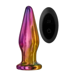 Glamour Glass - sklenený análny vibrátor s vrcholom, rádiom riadený (farebný)