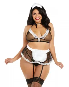 Dreamgirls Maid Plus Size Sheer Mesh - kostým slúžky (XL-XXL)