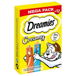 Dreamies Creamy Snacks - kuracie a losos (12 x 10 g)