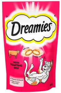 Maškrta DREAMIES pre mačky s hovädzím mäsom 6x60g
