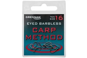 Drennan háčiky bez protihrotu eyed carp method barbless - veľkosť 16