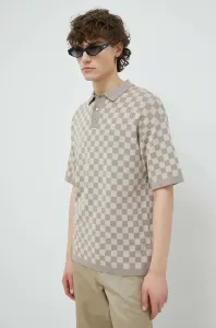 Bavlnené polo tričko Drykorn Pascal béžová farba, vzorované