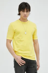 Bavlnené tričko Drykorn Raphael žltá farba, jednofarebné