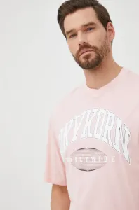 Bavlnené tričko Drykorn ružová farba, s potlačou #6687857