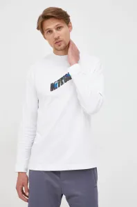 Bavlnené tričko s dlhým rukávom Drykorn biela farba, s potlačou