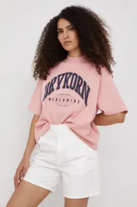 Bavlnené tričko Drykorn ružová farba, #238567
