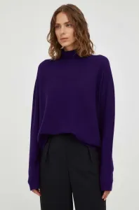 Vlnený sveter Drykorn dámsky, fialová farba, tenký, s polorolákom #7964540