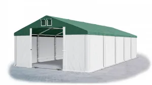 Skladový stan 5x10x2,5m strecha PVC 560g/m2 boky PVC 500g/m2 konštrukcie ZIMA PLUS Bílá Zelená Bílá