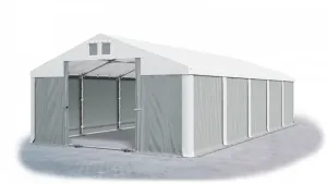 Skladový stan 5x10x2,5m strecha PVC 560g/m2 boky PVC 500g/m2 konštrukcie ZIMA PLUS Šedá Bílá Bílá