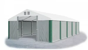 Skladový stan 5x10x2,5m strecha PVC 560g/m2 boky PVC 500g/m2 konštrukcie ZIMA PLUS Šedá Bílá Zelená