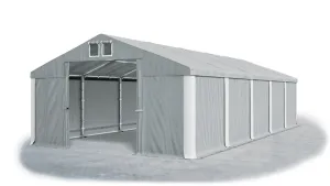 Skladový stan 5x10x2,5m strecha PVC 560g/m2 boky PVC 500g/m2 konštrukcie ZIMA PLUS Šedá Šedá Bílá