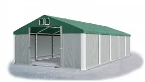 Skladový stan 5x10x2,5m strecha PVC 560g/m2 boky PVC 500g/m2 konštrukcie ZIMA PLUS Šedá Zelená Bílá