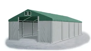 Skladový stan 5x10x2,5m strecha PVC 560g/m2 boky PVC 500g/m2 konštrukcie ZIMA PLUS Šedá Zelená Šedá
