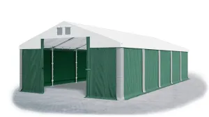 Skladový stan 5x10x2,5m strecha PVC 560g/m2 boky PVC 500g/m2 konštrukcie ZIMA PLUS Zelená Bílá Šedá