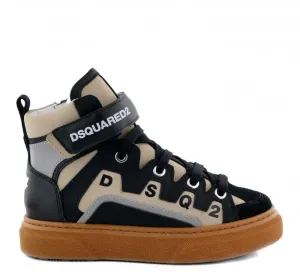 Tenisky Dsquared  Boxer Hi-Top Sneakers Materials Blend Lace Up Čierna 32