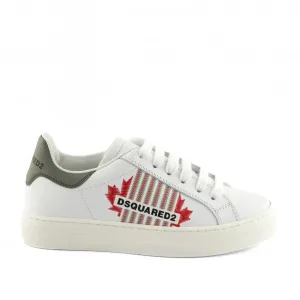 Tenisky Dsquared  Logo & Maple Leaf Leather Sneakers Low Lace Up Biela 32