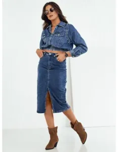 Dámska midi džínsová sukňa LIRONZ modrá