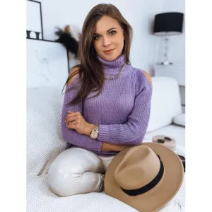Dámsky fialový sveter s rolákom