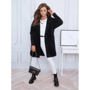 Jesenné dámske kabáty alpaka čiernej farby s vreckami #4053694