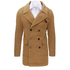 Dvojradový pánsky kabát v hnedej farbe na zimu