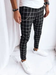 Black Mens Casual Checkered Trousers Dstreet #7360387