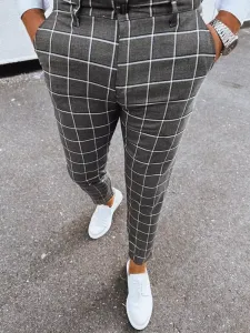 Men's Dark Grey Checkered Chino Trousers Dstreet #6155034
