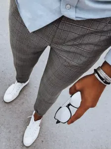Men's Light Grey Checkered Chino Trousers Dstreet #6223375