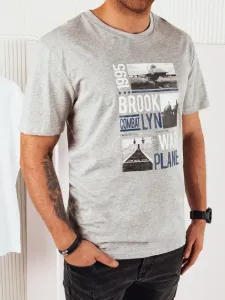 Grey men's T-shirt with Dstreet print #9500952