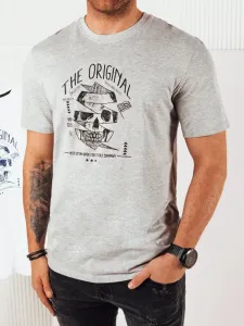 Men's grey T-shirt with Dstreet print #9502609