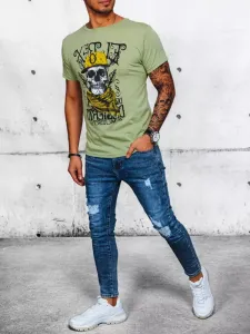Men's T-shirt with olive print Dstreet