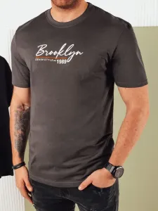 Men's T-shirt with print, dark grey Dstreet