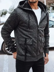 Men's insulated zippered sweatshirt, dark gray, Dstreet #7912692